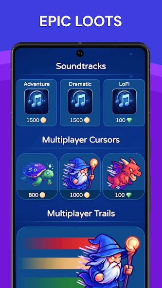 Type Race unlockable soundtracks, multiplayer cursors, and typing trails